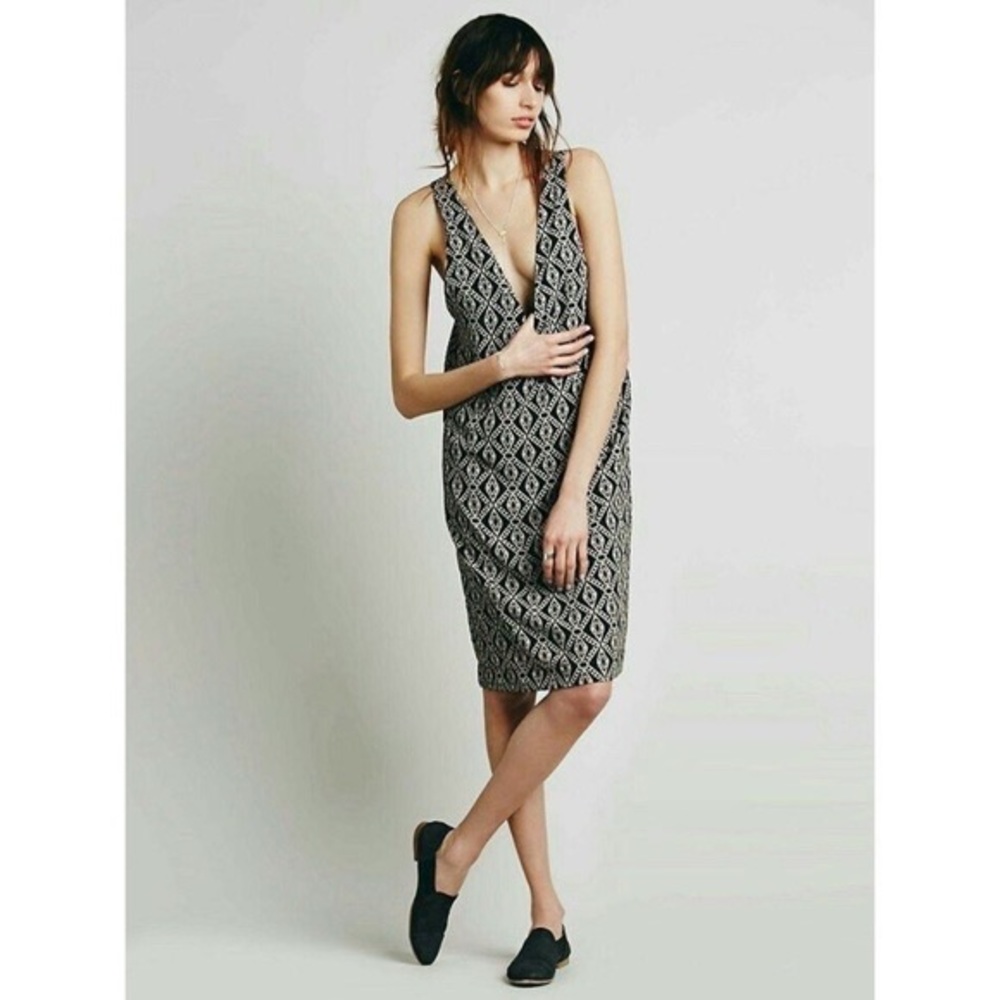 Free People Philadelphia Printed Aster Plunge Dress XS